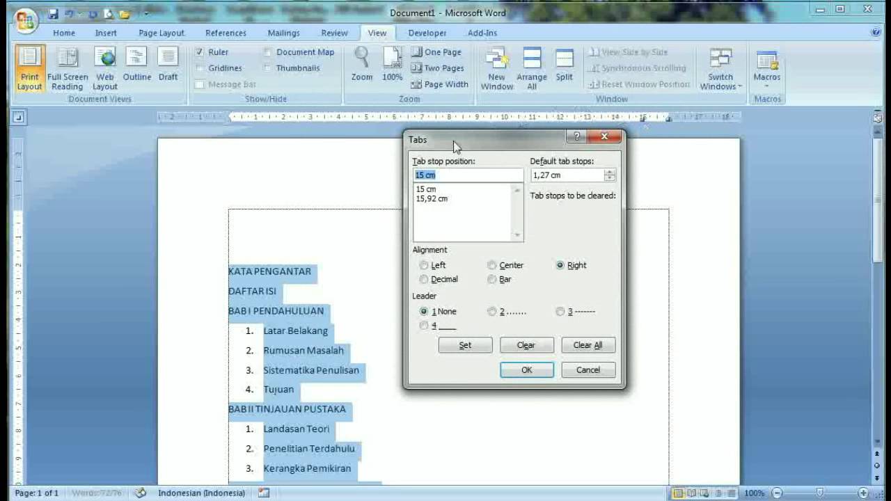 Cara Membuat Daftar Isi Yang Rapi Tutorial Microsoft Word