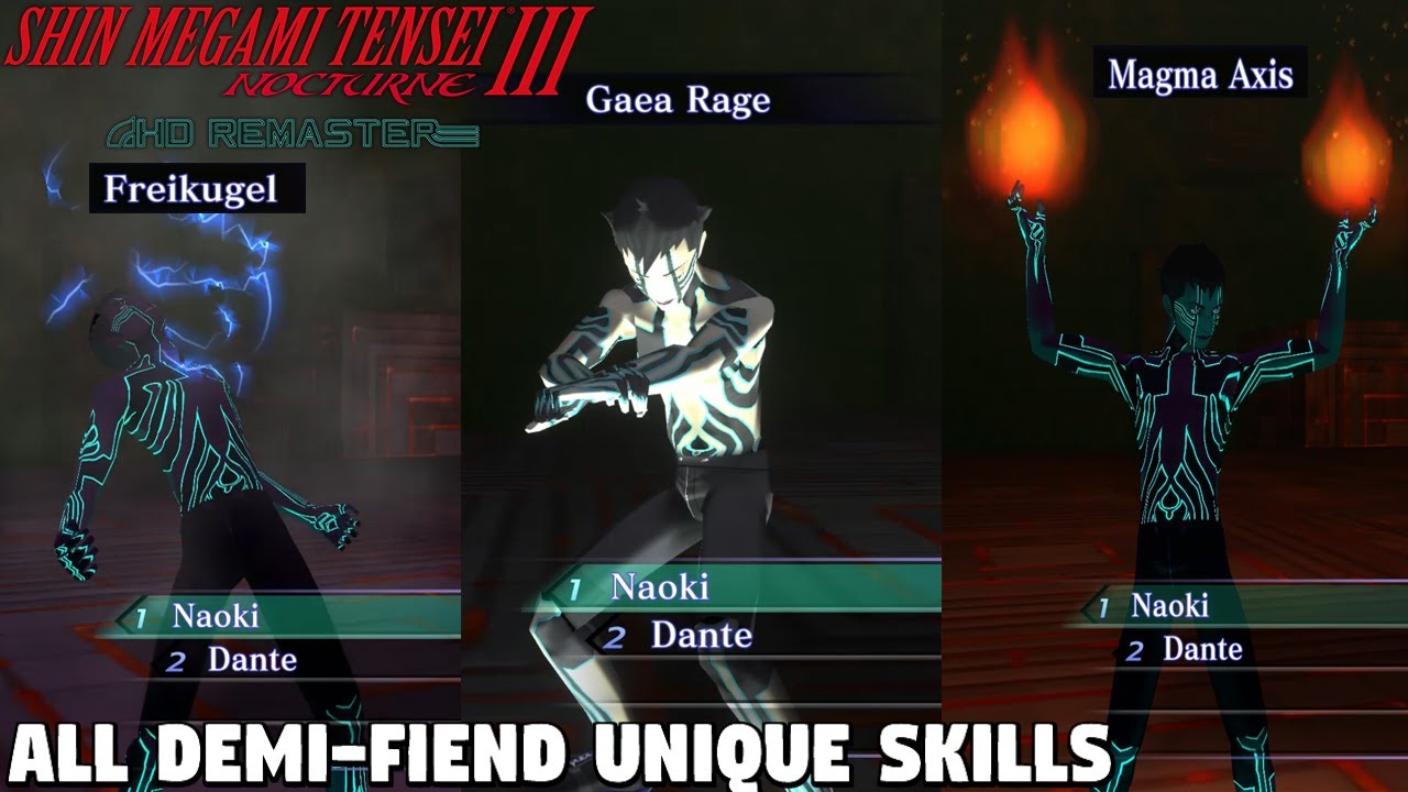 Shin Megami Tensei 3 Nocturne HD Remaster - ALL Demi-Fiend Unique Skills -  YouTube