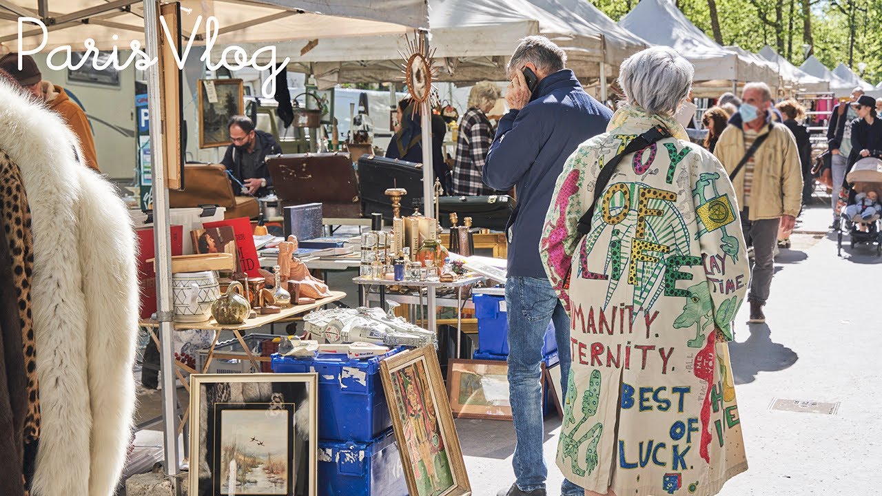Paris flea market: a place to enjoy life/ antique plates, baskets