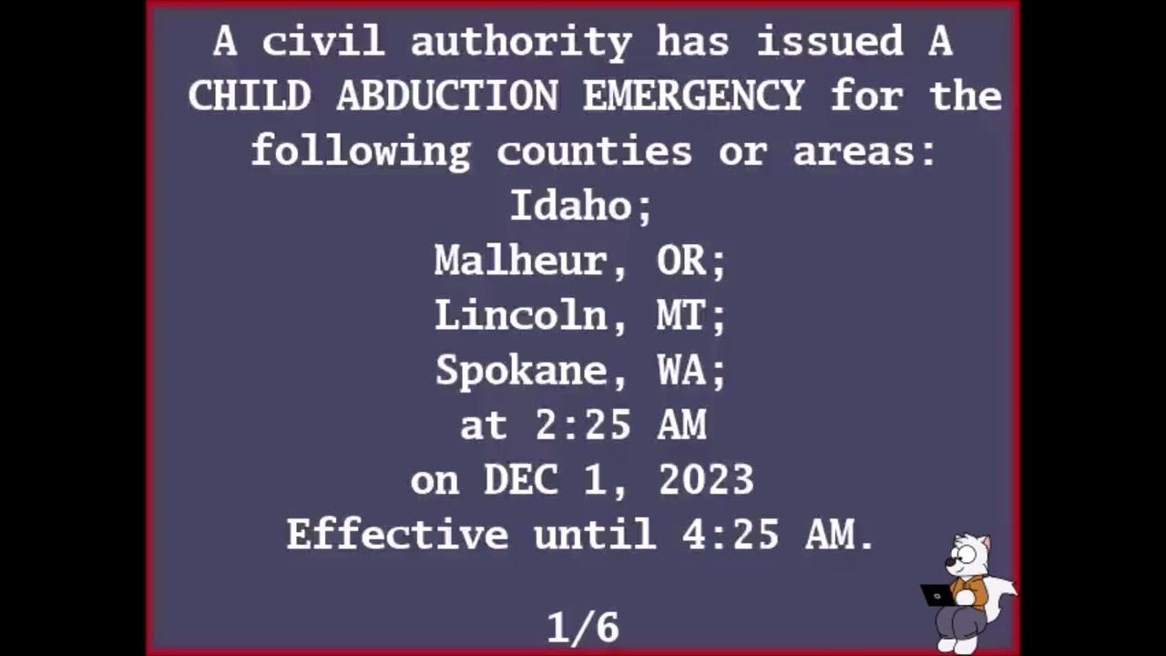 FOUND Early Morning Idaho Statewide AMBER Alert on Comcast CAP (EAS