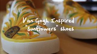 painting sunflowers on shoes