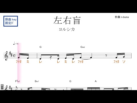 左右盲（ヨルシカ）映画『今夜、世界からこの恋が消えても』主題歌 原曲key固定ド読み／ドレミで歌う楽譜【コード付き】