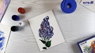 картинка: Як намалювати бузок поетапно акриловими фарбами Kite Creative - Малюємо з Kite
