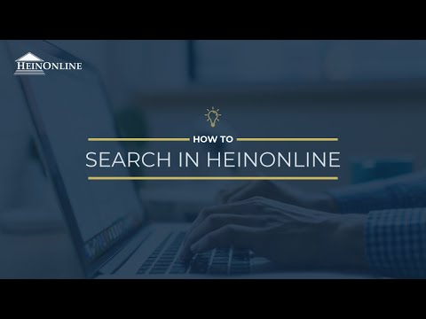 How to Search in HeinOnline