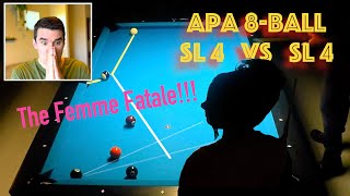 Shon is no stranger to a Ladies Match!  APA 8-Ball League Match SL-4 vs SL-4