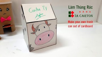 bìa carton|| Đồ chơi gia đình / làm chiếc thùng rác bằng bìa carton p2