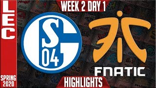 S04 vs FNC Highlights | LEC Spring 2020 W2D1 | Schalke 04 vs Fnatic