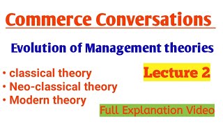 lecture no 2 - evolution of Management theories/  classical theory/neoclassical theory/modern theory