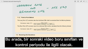 API 570 - CORROSION RATE AND REMAINING LIFE OF THE PIPES