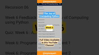 Week 6 The Joy of Computing Using Python #nptel #assignment #solved #swayam #answer