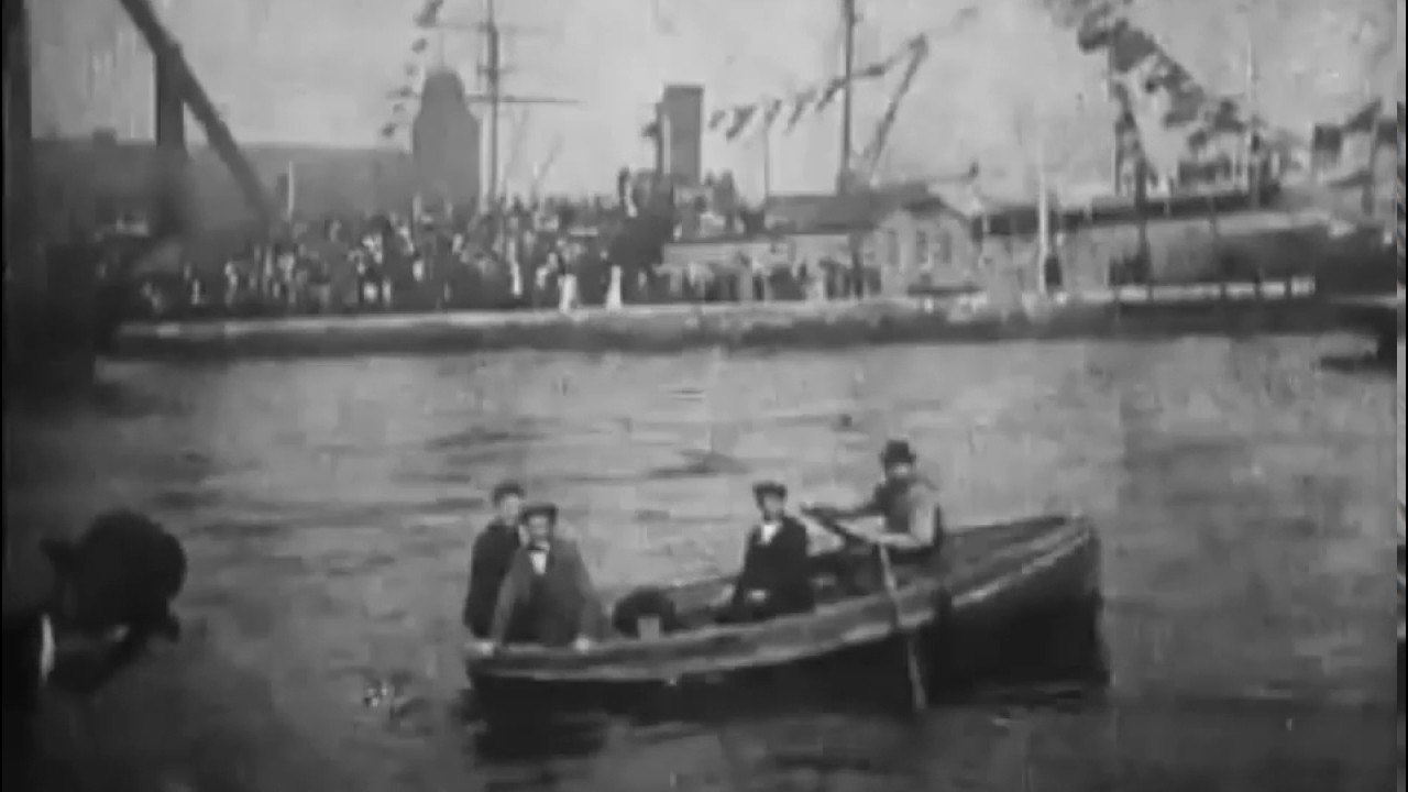 The Launch of H.M.S. Albion 1898 Early Disaster Film Robert