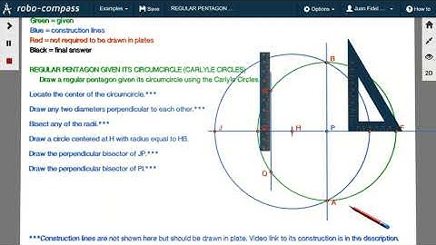 Regular pentagon given its circumcircle (Carlyle circles)