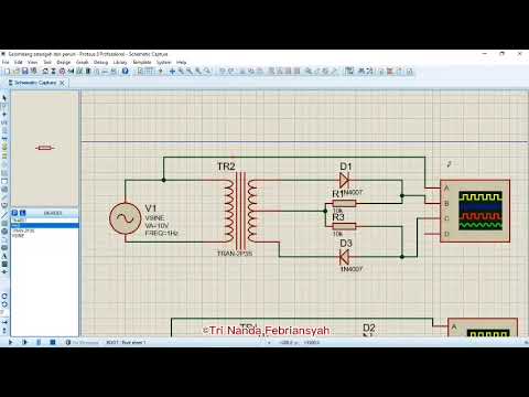 Rangkaian Penyearah Gelombang Penuh Dan Gelombang Setengah Pada Proteus