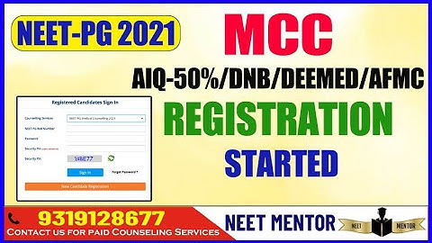 NEET PG 2021 🔥 MCC AIQ-50% DNB DEEMED and AFMC Registration process starts