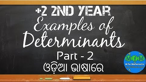 Lecture 6a - Examples (Contd.) | Determinants | EoM - II | CHSE, Odisha | MfM Mathematics