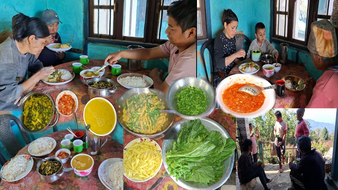 Rayo Saag Aalu Dal Gorkhey Achar Recipe Cooking & Eating With Rice || Village Life Vlog ||