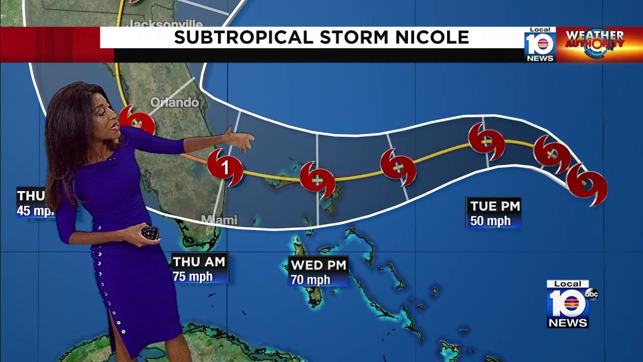 Tracking Subtropical Storm Nicole as it moves toward Florida