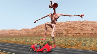 Siren Head Stomping Cars To Death | BeamNG Drive Horror Fun Madness Car Destruction & Crashes