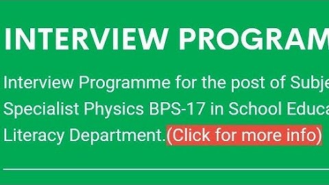 SPSC Announced Interview Schedule For Subject Specialist Physics BPS-17#spsc #physics