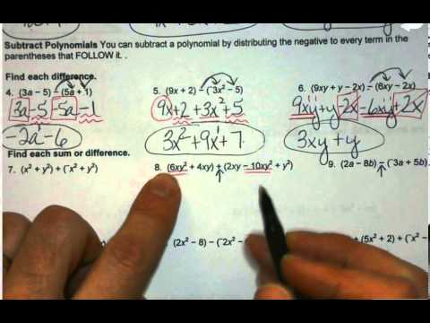 Alg 1 Unit 5 7 5 Add And Subtract Polynomials