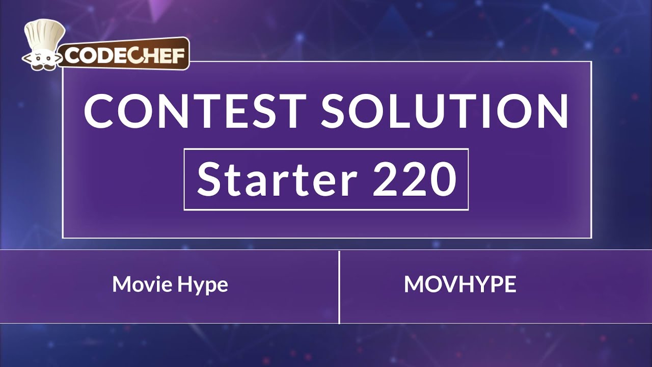 Movie Hype | MOVHYPE | Starter 220 | CodeChef Official Solution - YouTube
