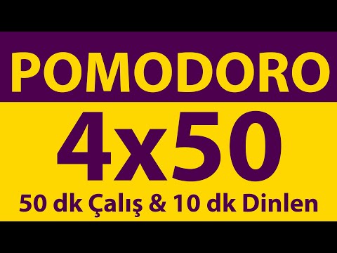 Pomodoro Tekniği | 4 x 50 Dakika | 50 dk Çalış & 10 dk Dinlen | Pomodoro Sayacı | Alarmlı | Müziksiz