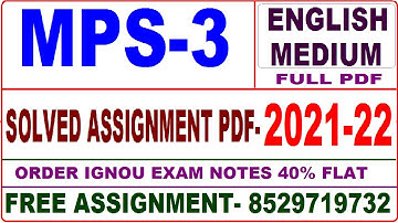 mps-3 solved assignment 2021-22 / mps 3 solved assignment in English / ignou mps 3
