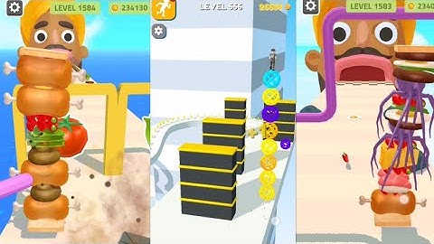 Sandwich Runner Walkthrough vs Stack Rider All Gameplay Android and IOS level Max 1582 #gaming
