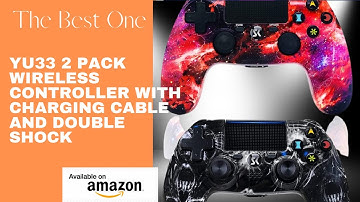 YU33 2 Pack Wireless Controller Compatible with P- 4 with Charging Cable and Double Shock