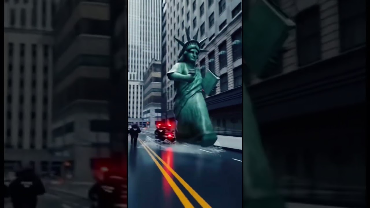 The Statue of Liberty running from ICE police!!😱 