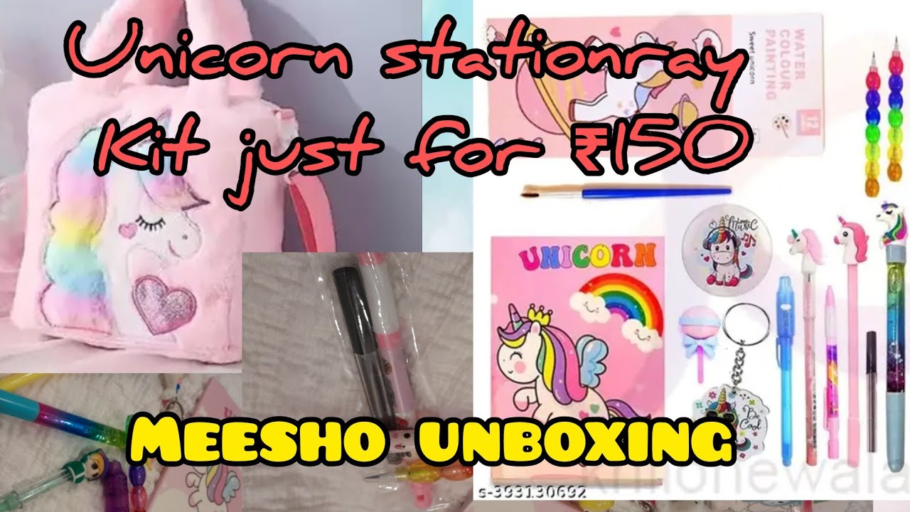 unicorn stationary kit unboxing |meesho unicorn kit under 150 | 10 ...