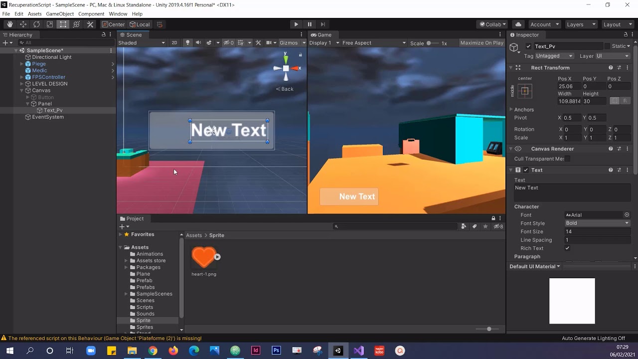 Afficher une Image – Tuto Unity
