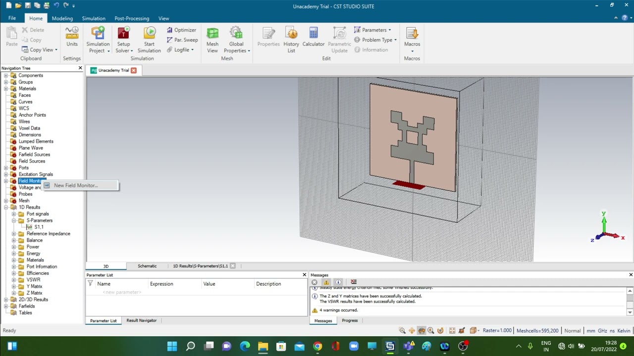 CST Microwave Studio - Exploring Simulation Results, Impedance Bandwidth