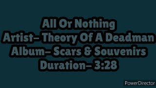 All Or Nothing by Theory Of A Deadman (Lyric video)