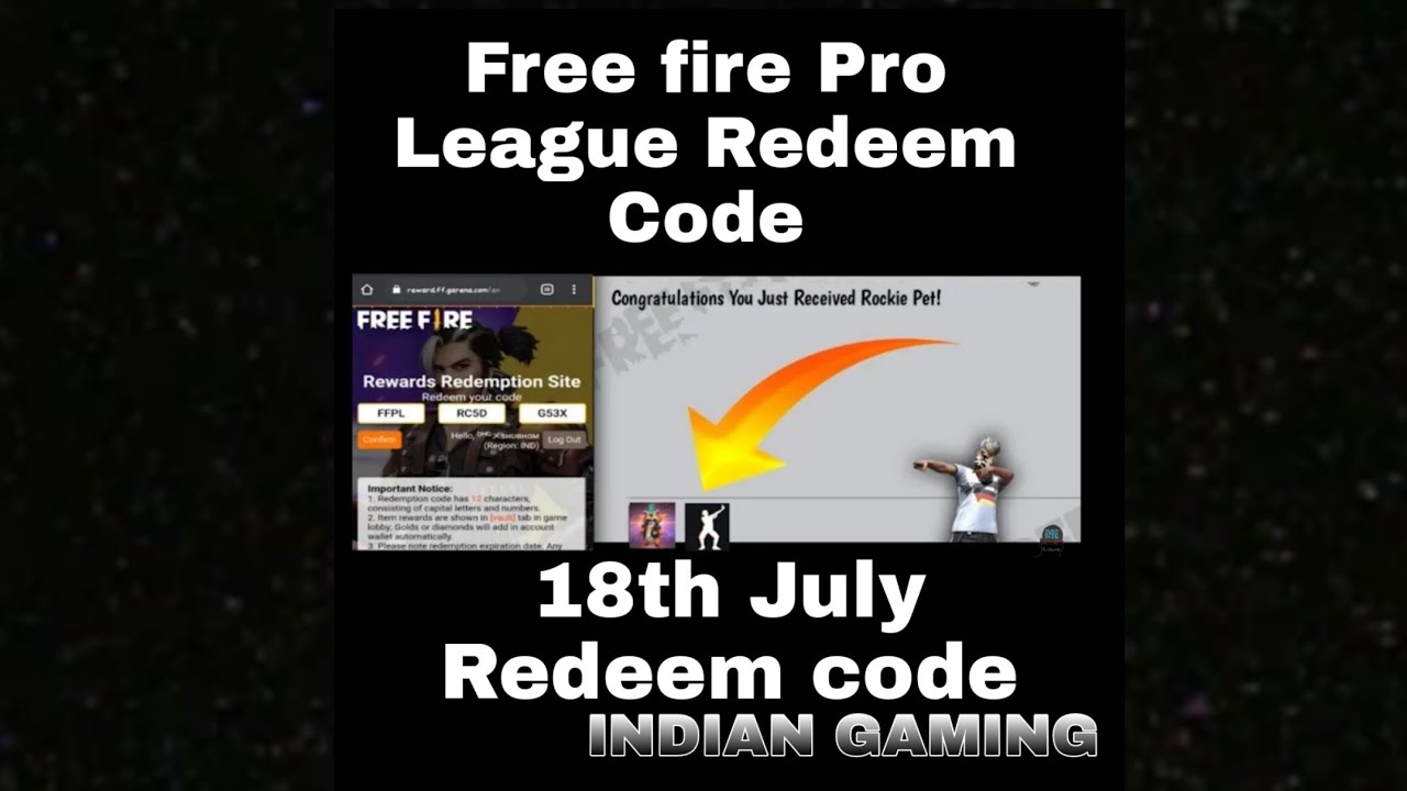 Free fire New 18th July Redeem code/Grand Final 2021