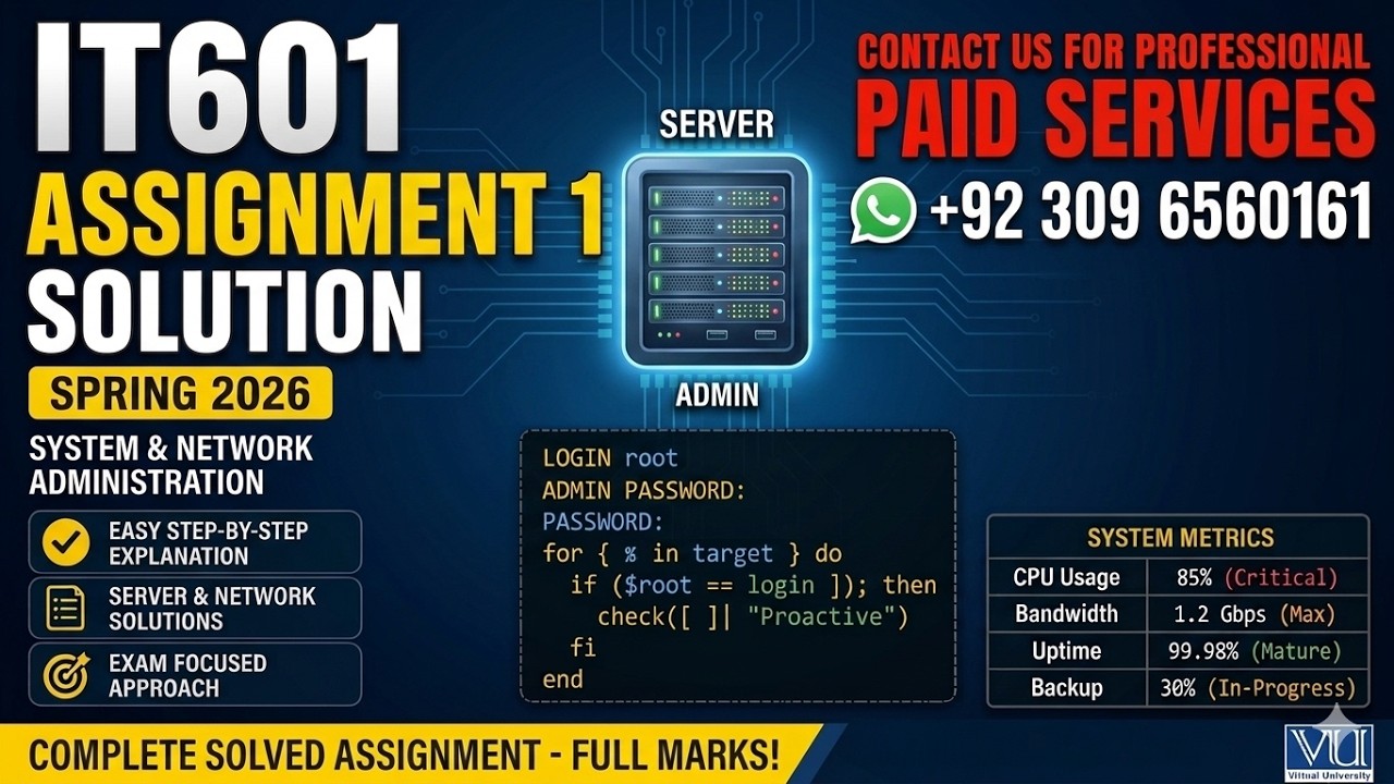 IT601 Assignment 1 Solution Spring 2026 | 100% Correct By VU Bright ...