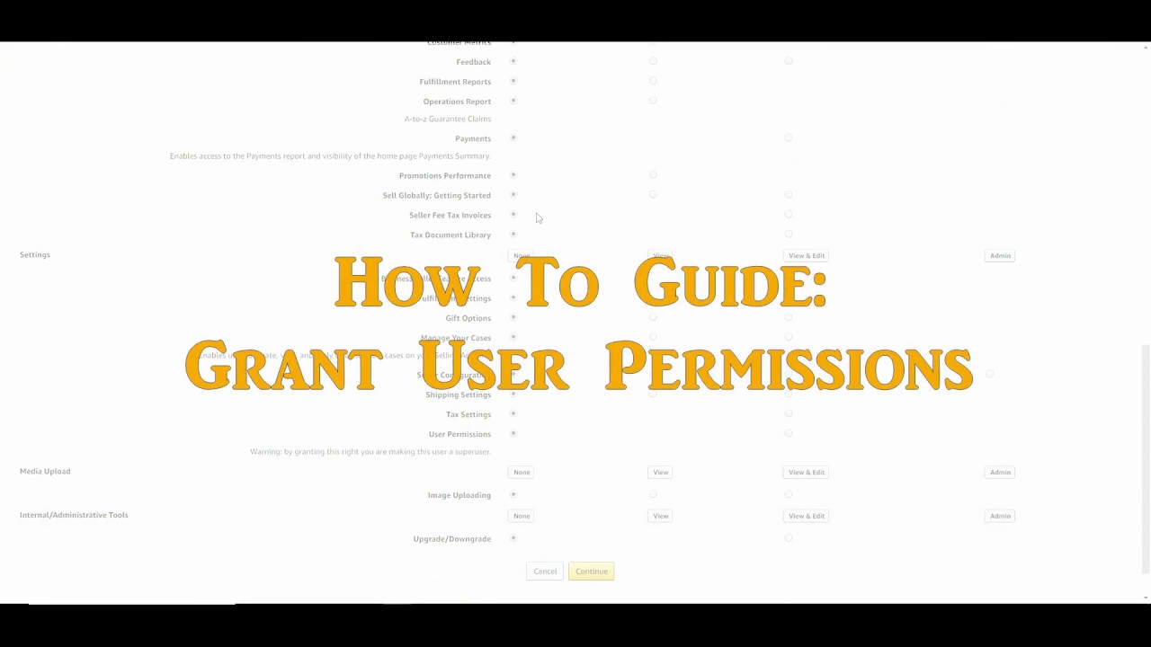 User Permissions for New Amazon Account Admin