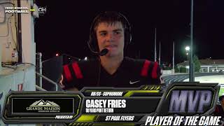 Casey Fries Punt Return TD helps him earn Grande Maison Construction MVP in win over Calvert.
