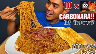 MUKBANG 10 MIE GAGA PEDAS LV 5 CARBONARA!!