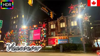 🇨🇦🎄【HDR 4K】Vancouver Christmas Walk - Burrard Street in Downtown (November, 2021)