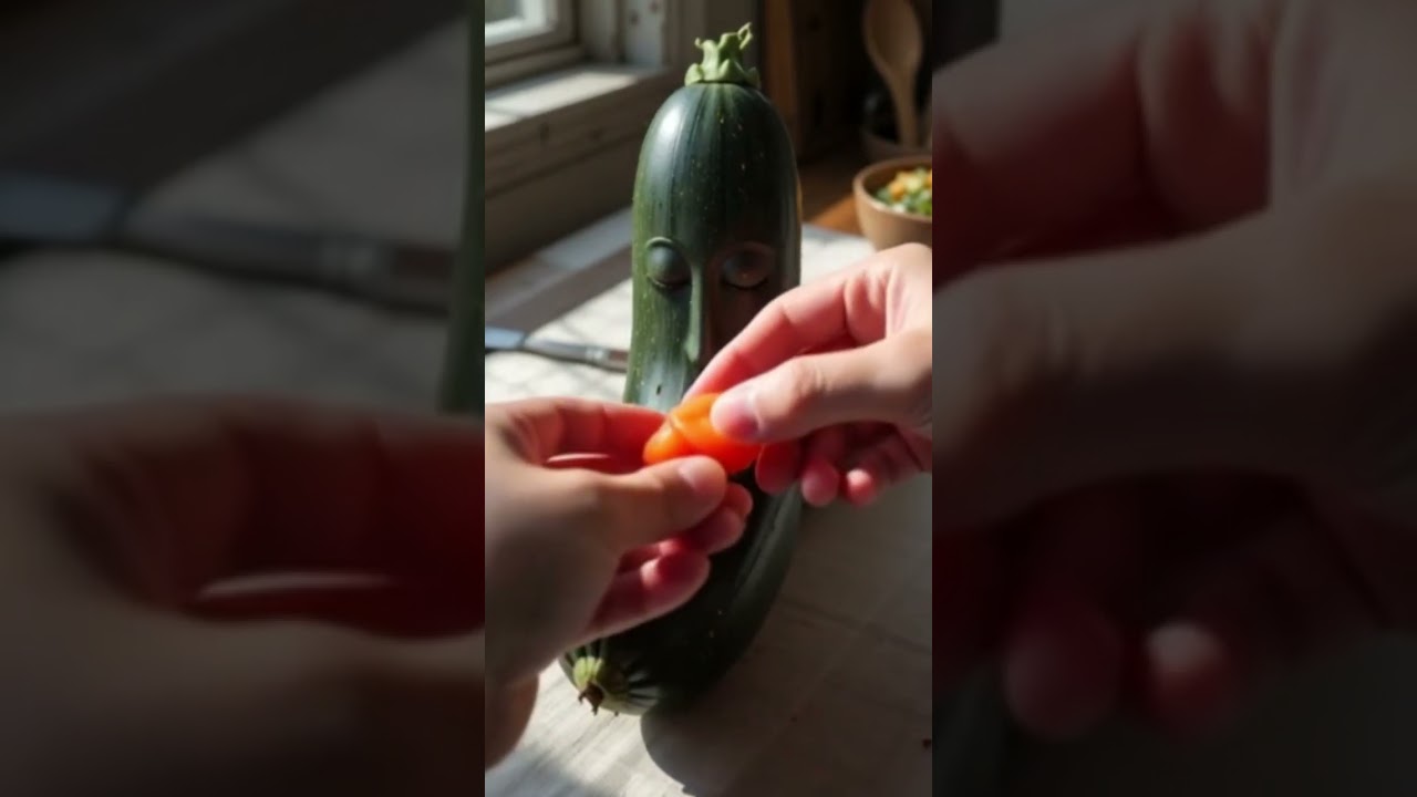 cucumber is eating chips 