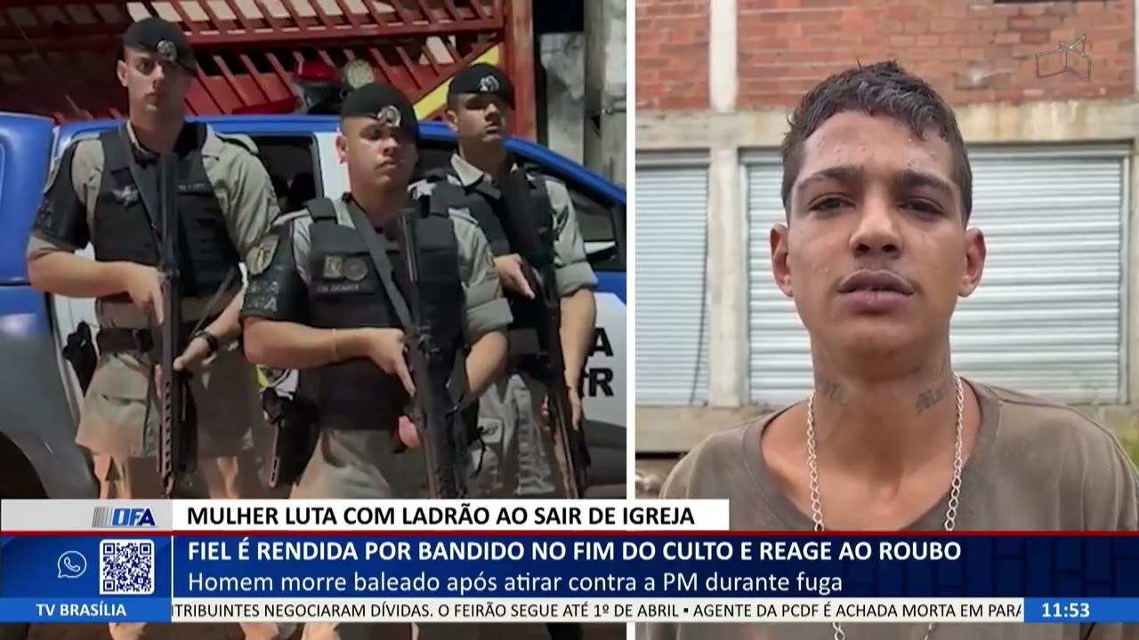 DF ALERTA - Fiel é rendida por bandido no fim do culto e reage ao roubo