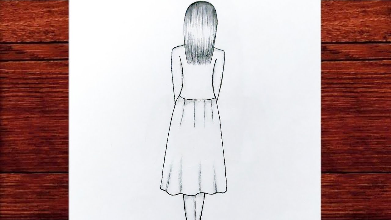 Easy girl backside drawing / Girl drawing step by step / Easy girl ...