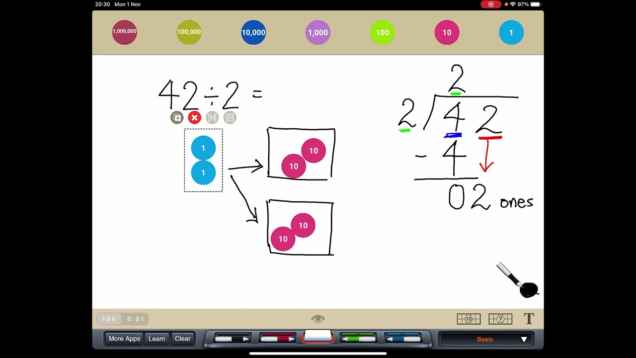Long Division - Type #1 No Regrouping No Remainders (42÷2) - YouTube