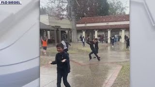 Kids jump in the hail in Pasadena screenshot 3