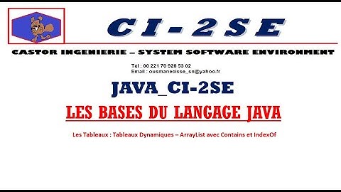 CI2SE Bases Java 080 Tableaux Tableaux Dynamiques ArrayList Contains IndexOf