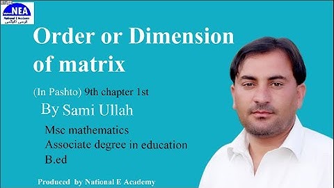 Order or Dimension of matrix