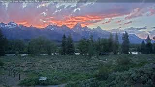 Teton Time Lapse of sunset viewed from Dornan's on July 3, 2024