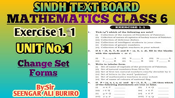 Change Descriptive set into Tabular form | Change set Forms | Exercise 1.1 Math class 5 | Math 6