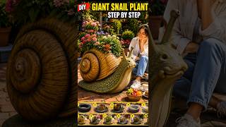 🐌🪴DIY Giant Snail Planter | Amazing Cement Garden Decor Idea 🌸#diy #cementart #aishorts #diy #garden